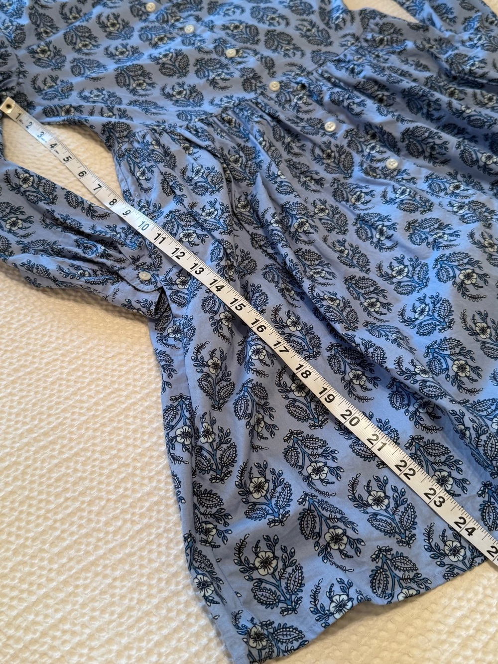 J.Crew | Blue Floral Paisley Shirt Dress | Button Front | Size 0 - Picture 7 of 7